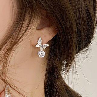 Butterfly Rhinestone Dangle Earring 1 Pair - Gold - One Size