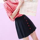 Heart-accent Pleated Mini Skirt
