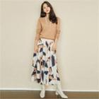 Band-waist Patterned Skirt Ivory - One Size