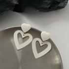 Heart Alloy Dangle Earring 1 Pair - Earrings - Love Heart - Silver Pin - White - One Size