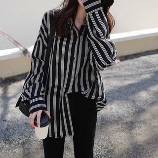Oversize Chiffon Striped Blouse