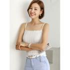 Sleeveless Lettuce-edge Crinkled Top