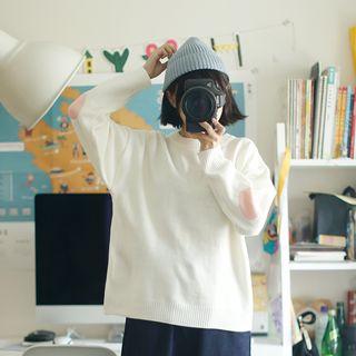 Heart Knit Pullover White - One Size