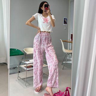 Band-waist Dyed Pleated Pants