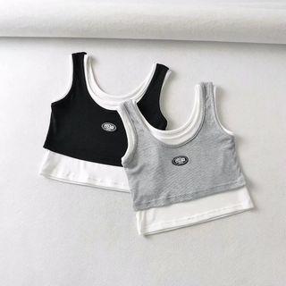 Set: Knit Crop Tank Top + Tank Top