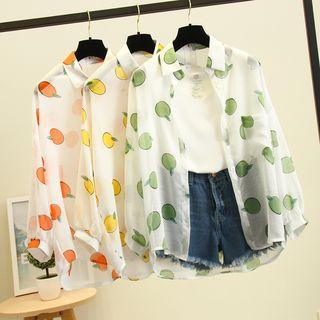 Long-sleeve Fruit Printed Chiffon Shirt