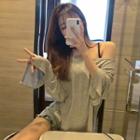 Wide-neck Slited T-shirt