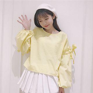 Bow Balloon Sleeve Sweatshirt