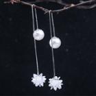 925 Sterling Silver Faux Pearl Snowflake Dangle Earring 1 Pair - 925 Sterling Silver Faux Pearl Snowflake Dangle Earring - One Size