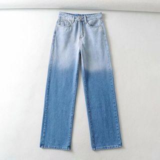 High-waist Gradient Straight Jeans
