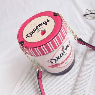 Faux-leather Printed Bucket Shape Cross Bag