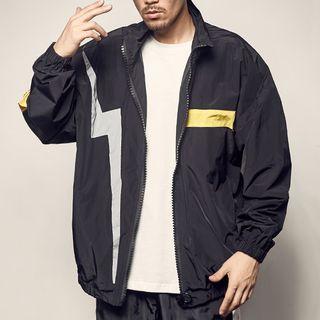 Couple Matching Bolt Print Zip Jacket