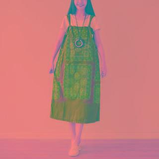 Patterned Midi Overall Dress