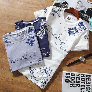 Letter Splattered Short-sleeve T-shirt