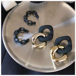 Interlocking Hoop Dangle Earring / Chain Alloy Open Hoop Earring
