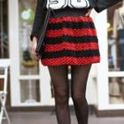 Striped A-line Knit Skirt