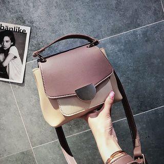 Color Block Faux Leather Crossbody Bag
