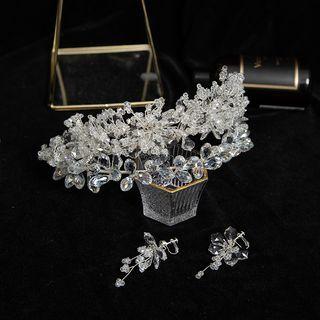 Faux Crystal Wedding Tiara / Earring