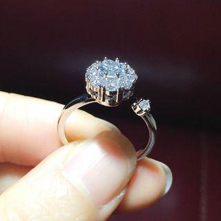 Rhinestone Sterling Silver Open Ring 1 Pc - Ring - Silver - One Size