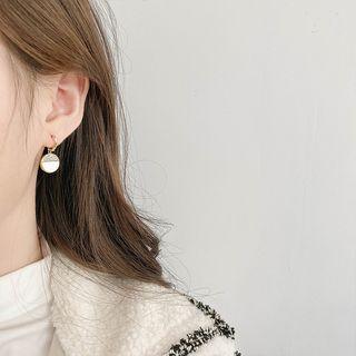 Disc Drop Earring 1 Pair - Gold Plating - Hook Earrings - Gold - One Size