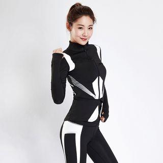 Set: Two-tone Zip Jacket + Yoga Pants + Tank Top