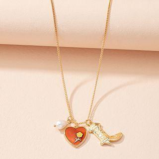 Heart Necklace X1048 - Love Heart - Gold - One Size
