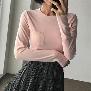 Pocket-front Pastel-color T-shirt