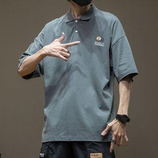 Smiley Face Embroidered Polo Shirt