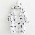 Cat Printed Hooded Light Jacket White - One Size