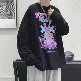 Long Sleeve Cartoon Print T-shirt