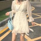 Set: Slipdress + Ruffle Long-sleeve Mini A-line Dress