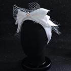 Bow Fabric & Mesh Headband White - One Size