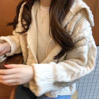 Hooded Cable-knit Cardigan