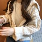Hooded Cable-knit Cardigan