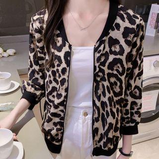 Leopard Print Zip Up Jacket
