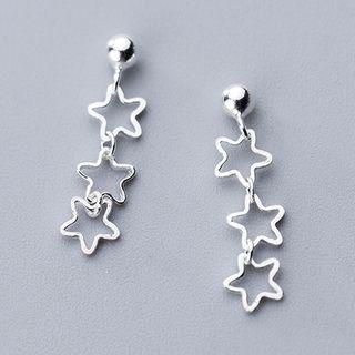 925 Sterling Silver Cutout Star Earring As Shown In Figure - One Size