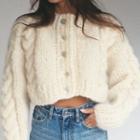 Long-sleeve Cable Knit Cropped Cardigan