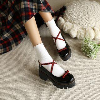 Crisscross Platform Chunky-heel Mary Jane Shoes