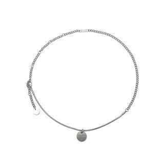 Disc Pendant Stainless Steel Necklace Silver - 55cm