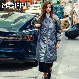 Lace Up Detailed Long Padded Coat