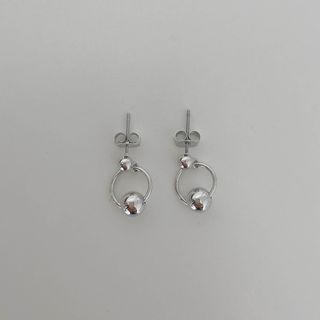 Ball Hoop Dangle Earrings Silver - One Size