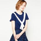 Short-sleeve Tie-neck T-shirt