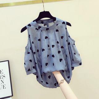 Elbow-sleeve Heart Top