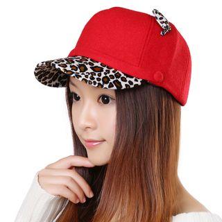 Ear Accent Leopard Print Cap