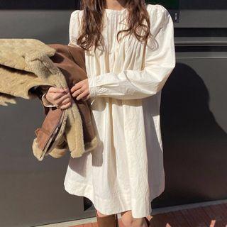 Long-sleeve Mini Shift Dress Almond - One Size