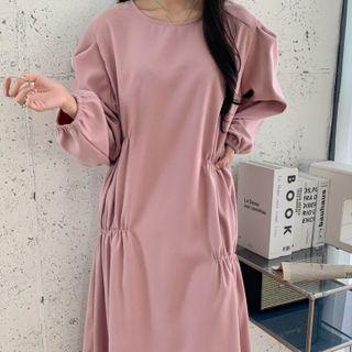 Long Sleeve Round Neck Plain Dress
