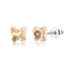 925 Sterling Silve Elegant Noble Romantic Sweet Fashion Golden Butterfly Earrings With Austrian Element Crystal Silver - One Size