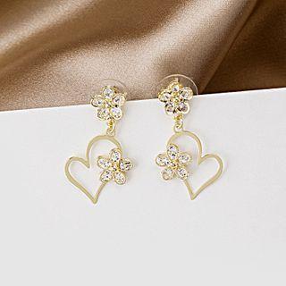 Rhinestone Flower Earring 1 Pair - E2969 - As Shown In Figure - One Size