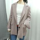 Wide-collar Check Jacket