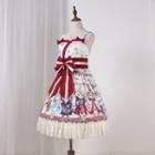 Sleeveless Print A-line Dress / Hairband / Set